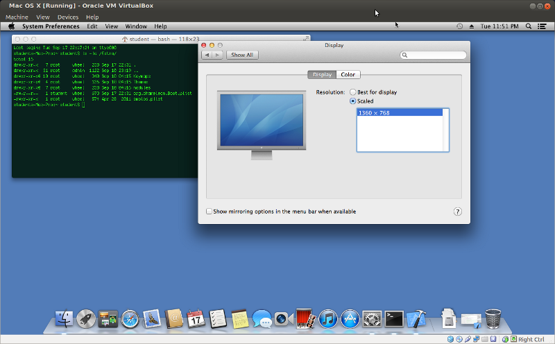 VirtualBox Mac OS X change screen resolution
